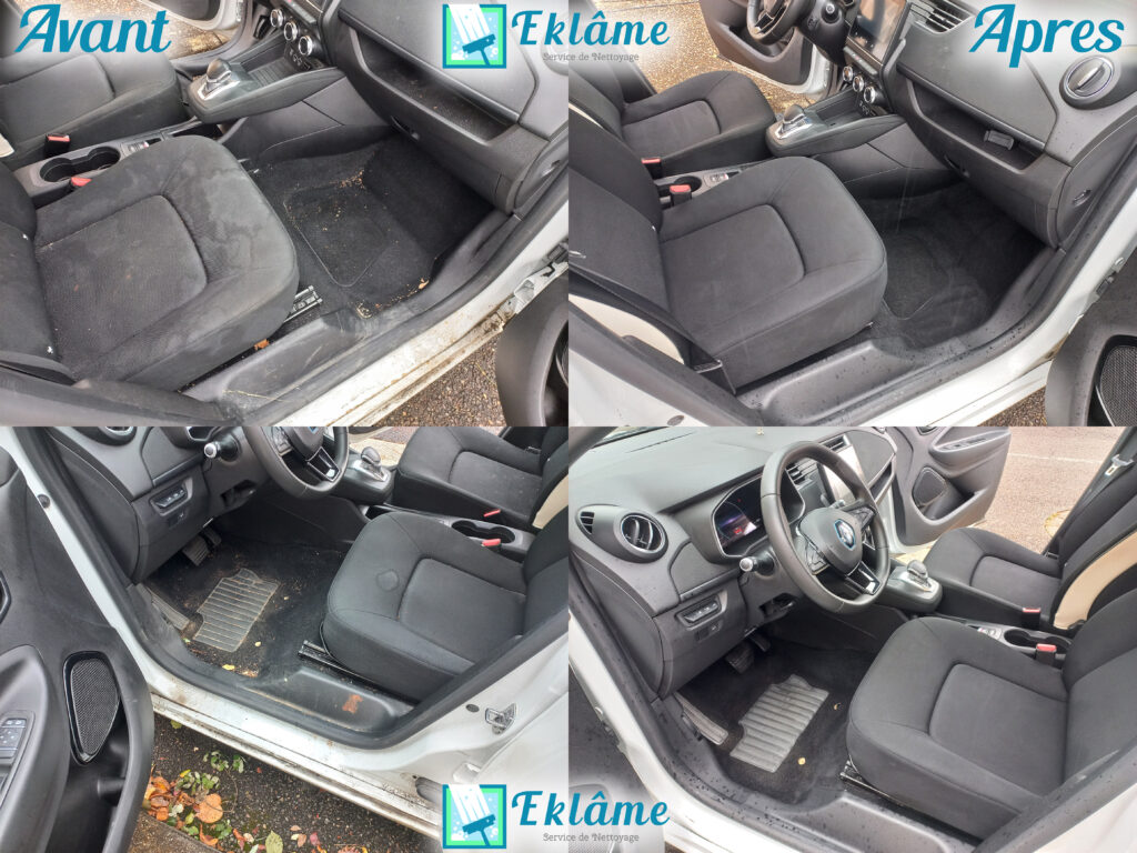 Nettoyage voiture, avant - après Renaud zoé